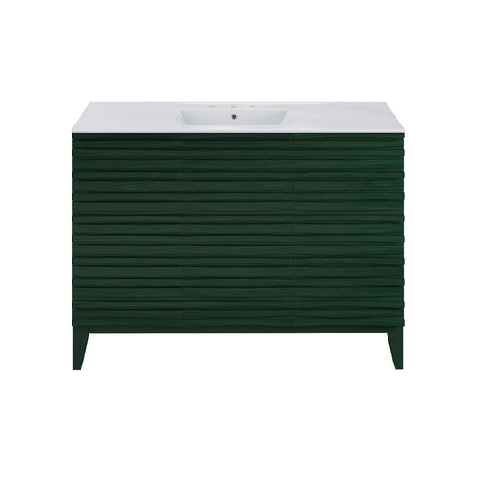 Cascade 48" Freestanding Bathroom Vanity in Green Oak with 3-Hole Widespread Sink Top
