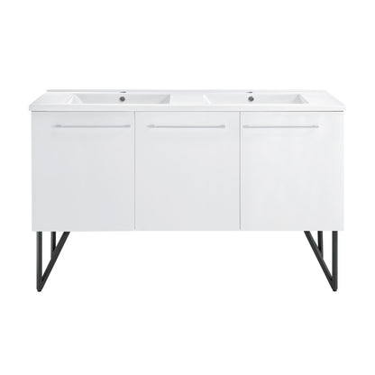 Annecy 60" Freestanding Bathroom Vanity in White with Sink Top