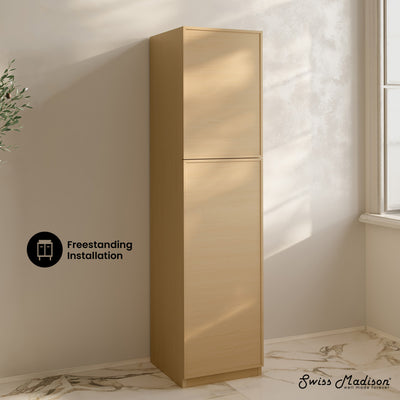 St. Tropez 15 x 15 x 60 Freestanding Linen Cabinet in Natural Oak