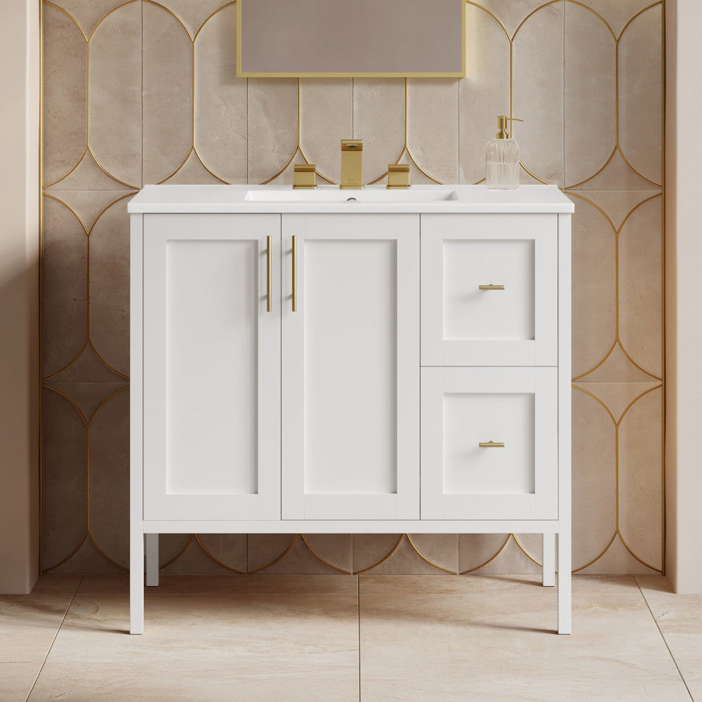 Forme 36" Modular Freestanding Bathroom Vanity with 3-Hole Widespread Top in White