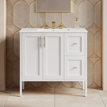 Forme 36" Modular Freestanding Bathroom Vanity with 3-Hole Widespread Top in White