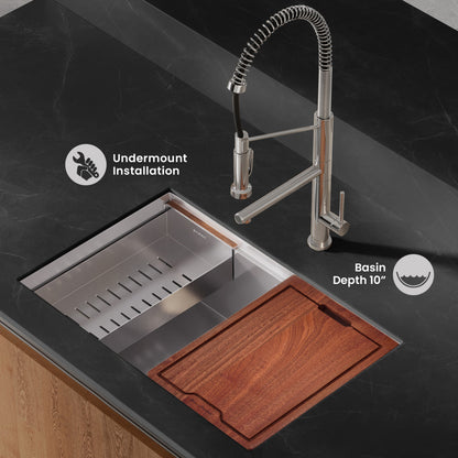 Rivage 30 x 19 Single Basin Undermount Kitchen Workstation Sink