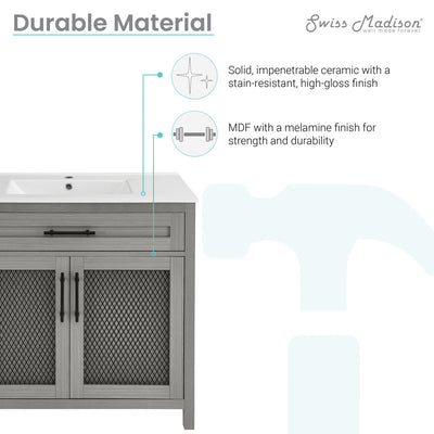 Calice 36" Freestanding Bathroom Vanity in Carbon Gray with Sink Top