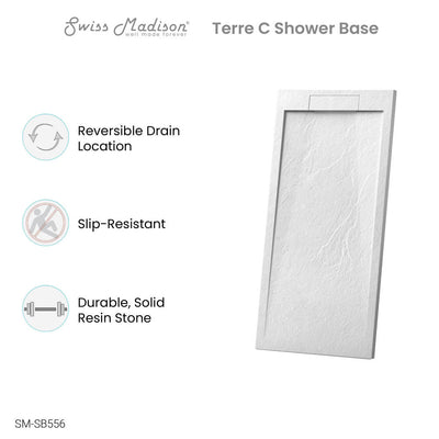 Terre C Series 60" x 32" Reversible Drain Shower Base