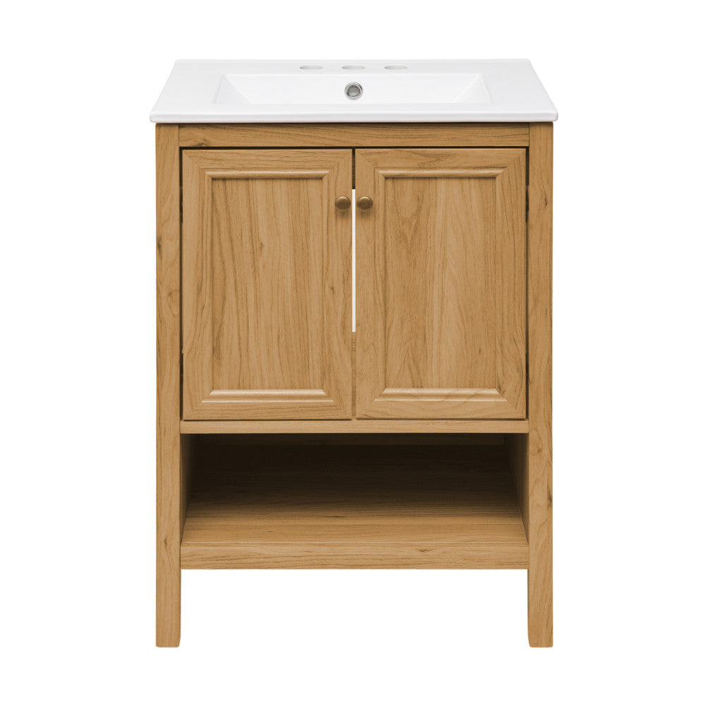 Chateau 24" Freestanding Bathroom Vanity in Golden Oak with 3-Hole Centerset Sink Top