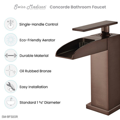 Concorde Single Hole, Single-Handle, Waterfall Bathroom Faucet in Oil Rubbed Bronze