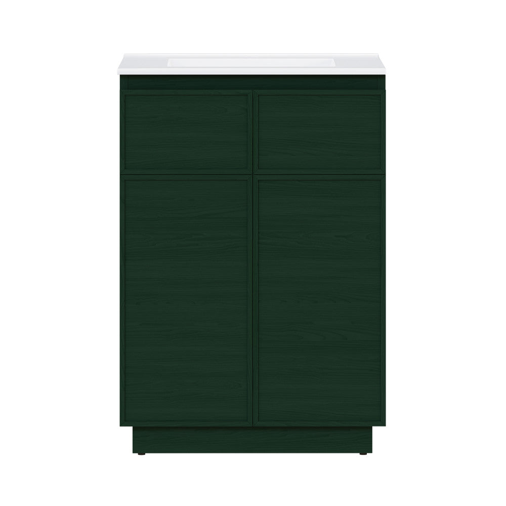 St. Tropez 24" Freestanding Bathroom Vanity in Green Oak with Sink Top