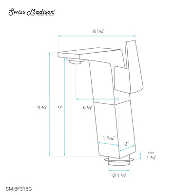 Carre Single Hole, Single-Handle, High Arc Bathroom Faucet in Brushed Gold