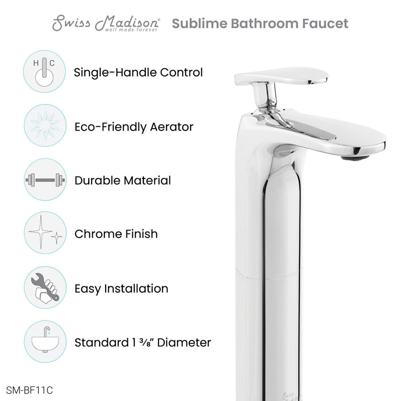 Sublime Single Hole, Single-Handle, High Arc Bathroom Faucet in Chrome