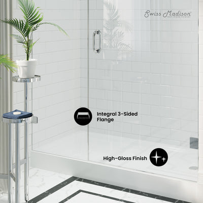 Voltaire 60" x 32" Acrylic White, Single-Threshold, Right-Hand Drain, Shower Base