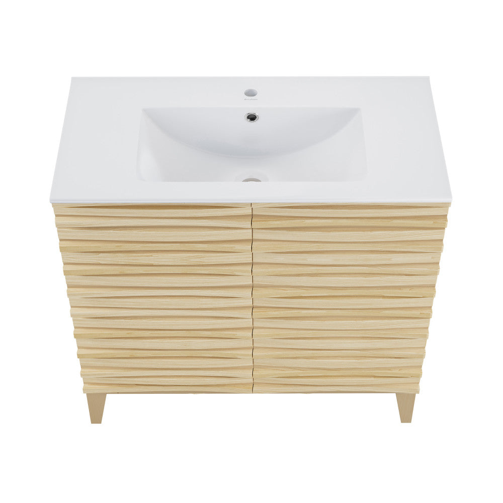 Cascade 30" Freestanding Bathroom Vanity in Natural Oak with Sink Top