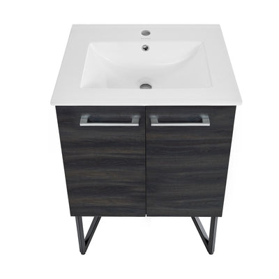 Annecy 24 Single, Black Walnut, Two Doors, Bathroom Vanity