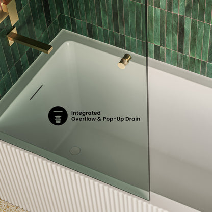 Lafayette 60 x 32 Skirted Left Drain Soaking Apron Bathtub in Glossy White with Integrated Overflow and Drain