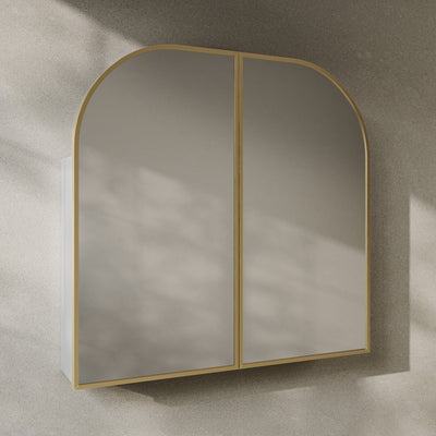 Porte 32 x 31 Arched Recessed/Wall Mount Medicine Cabinet with Mirror in Gold