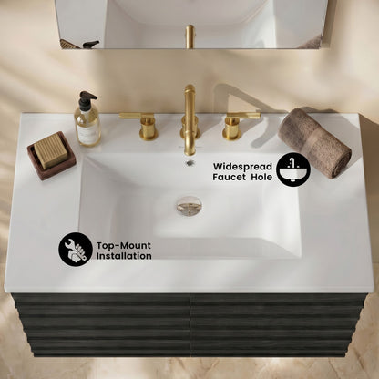 30" 3-Hole Centerset Vanity Sink Top in Glossy White