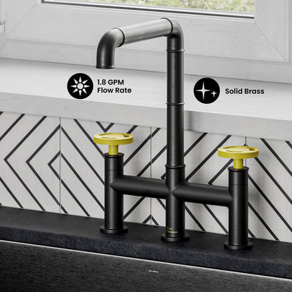 Avallon Pro Kitchen Faucet in Matte Black & Yellow