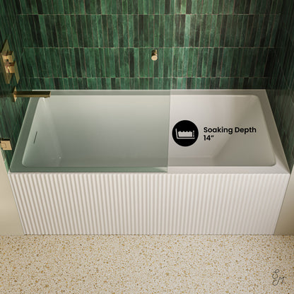 Lafayette 60 x 30 Skirted Left Drain Soaking Apron Bathtub in Glossy White with Integrated Overflow and Drain