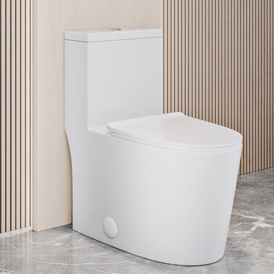 Dreux High Efficiency One-Piece Elongated Toilet with 0.8 GPF Water Saving Patented Technology