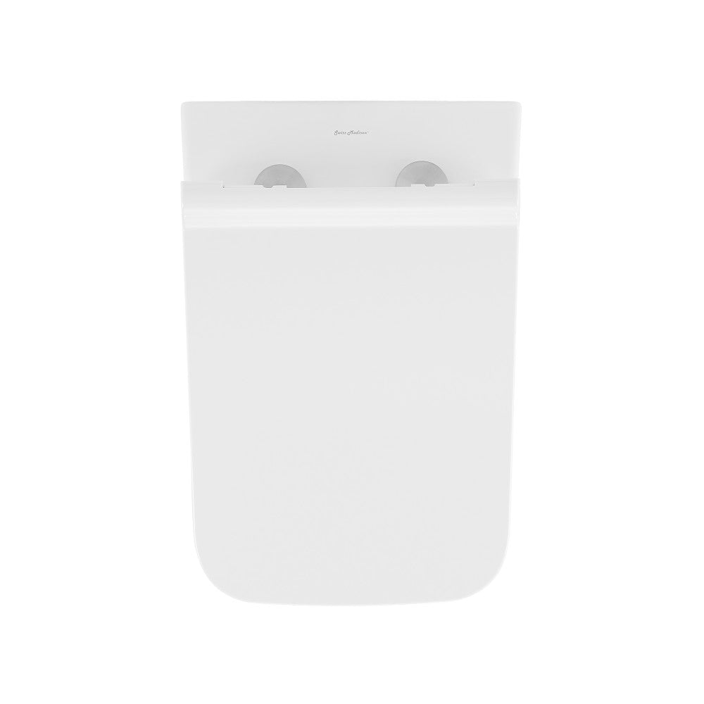 Concorde Back-to-Wall Toilet Bundle 0.8/1.6 GPF Dual Flush in Glossy White with Brass Flush Plate