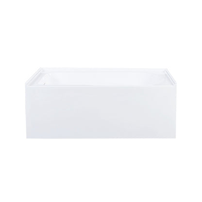 Voltaire 54 x 30 Skirted Left Drain Soaking Apron Bathtub in Glossy White with Integrated Overflow and Armrest, Drain Included