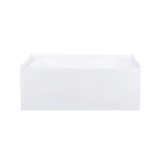 Voltaire 54 x 30 Skirted Left Drain Soaking Apron Bathtub in Glossy White with Integrated Overflow and Armrest, Drain Included