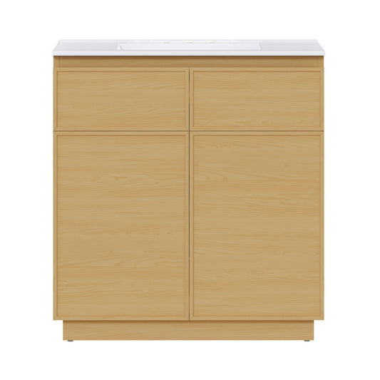 St. Tropez 36" Freestanding Bathroom Vanity in Natural Oak with 3-Hole Widespread Sink Top