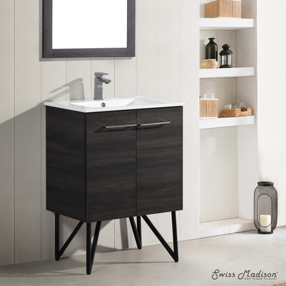 Annecy 24" Freestanding Bathroom Vanity in Black Walnut with Sink Top