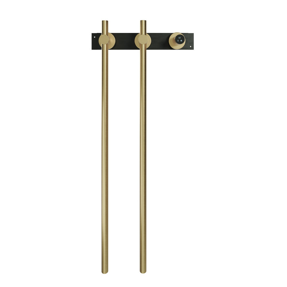 Monaco 2-Bar Electric Towel Warmer with Timer in Brushed Gold