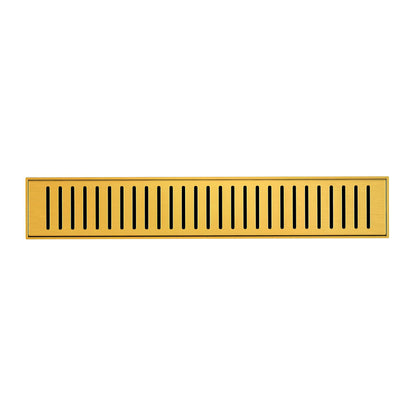 Voltaire 18" Stainless Steel Linear Shower Drain in Brushed Gold