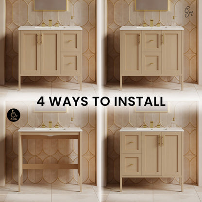 Forme 36" Modular Freestanding Bathroom Vanity with 3-Hole Widespread Top in Natural Oak