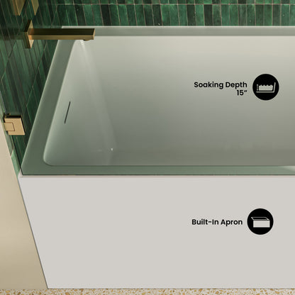 Voltaire 60 x 36 Skirted Left Drain Soaking Apron Bathtub in Glossy White with Integrated Overflow, Drain Included