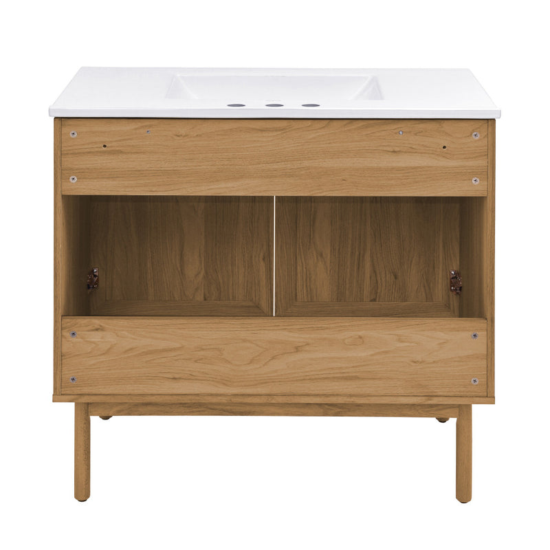 Classe 36" Freestanding Bathroom Vanity in Golden Oak with 3-Hole Widespread Sink Top