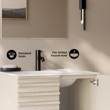 Cascade 30" Wall-Mounted Bathroom Vanity in White Oak with Sink Top