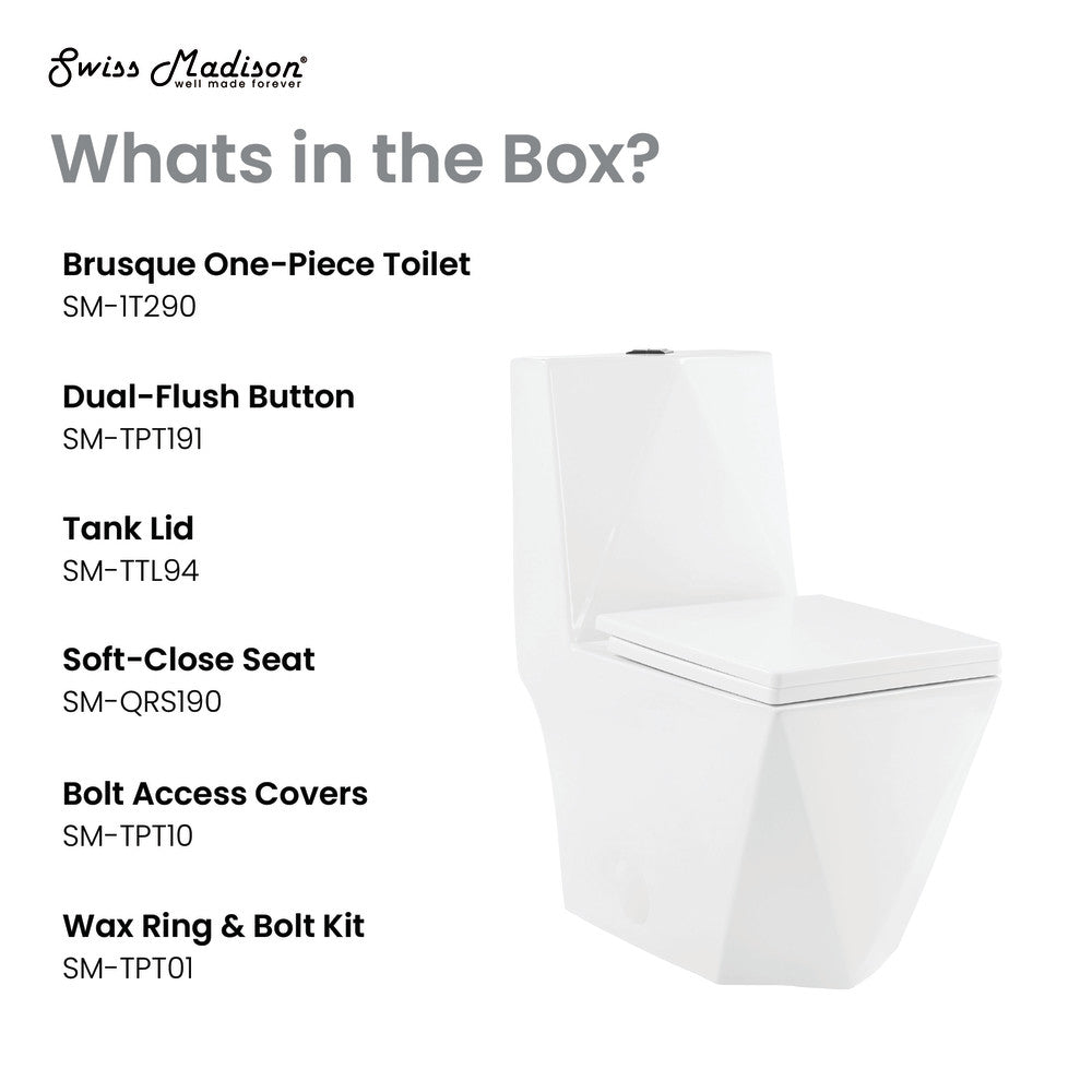 Brusque One-Piece Square Toilet Dual-Flush 1.1/1.6 gpf – Swiss