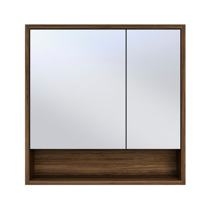 Delice 30 x 30 Rectangular Wall Mount Medicine Cabinet in Walnut with Open Shelf