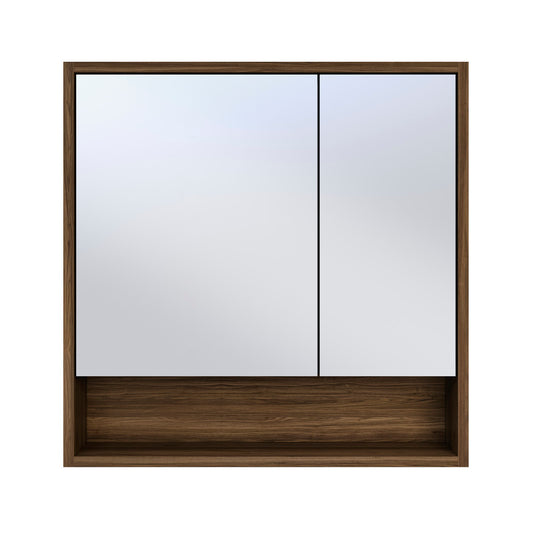 Delice 30 x 30 Rectangular Wall Mount Medicine Cabinet in Walnut with Open Shelf