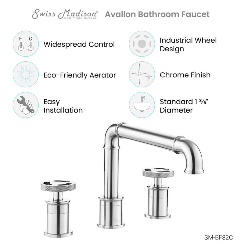 Avallon 8 in. Widespread, 2-Handle Wheel, Bathroom Faucet in Chrome