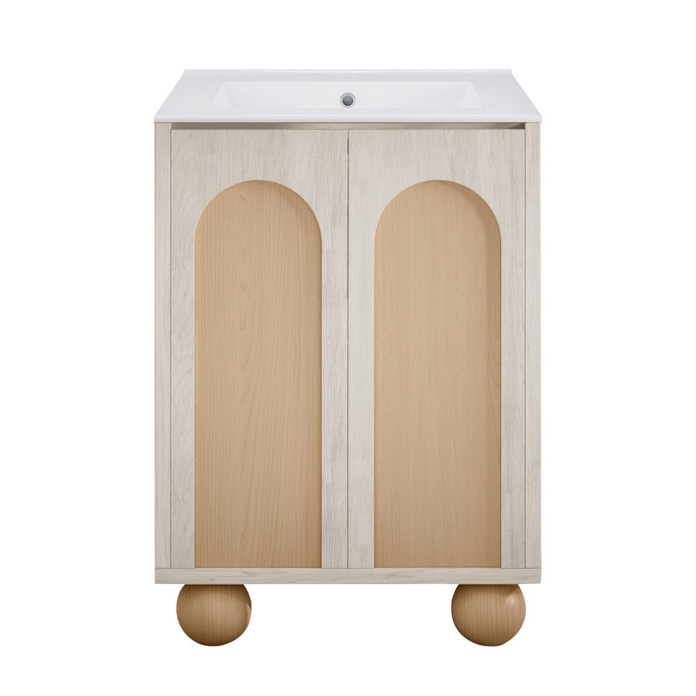 Porte 24" Freestanding Bathroom Vanity in White Oak with Sink Top