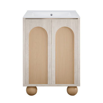 Porte 24" Freestanding Bathroom Vanity in White Oak with Sink Top