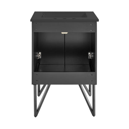 Annecy 24 in. Phantom Black Bathroom Vanity With Black, 3-Hole Ceramic Sink Top