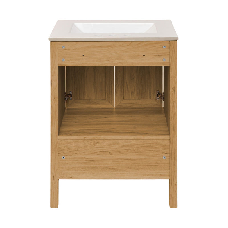 Chateau 24" Freestanding Bathroom Vanity in Golden Oak with 3-Hole Centerset Sink Top