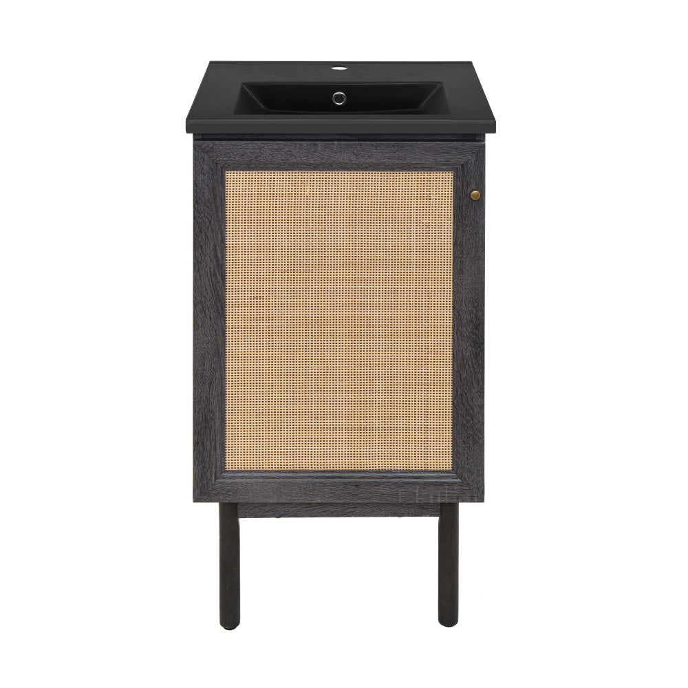 Classe 18" Freestanding Bathroom Vanity in Black Oak with Black Sink Top