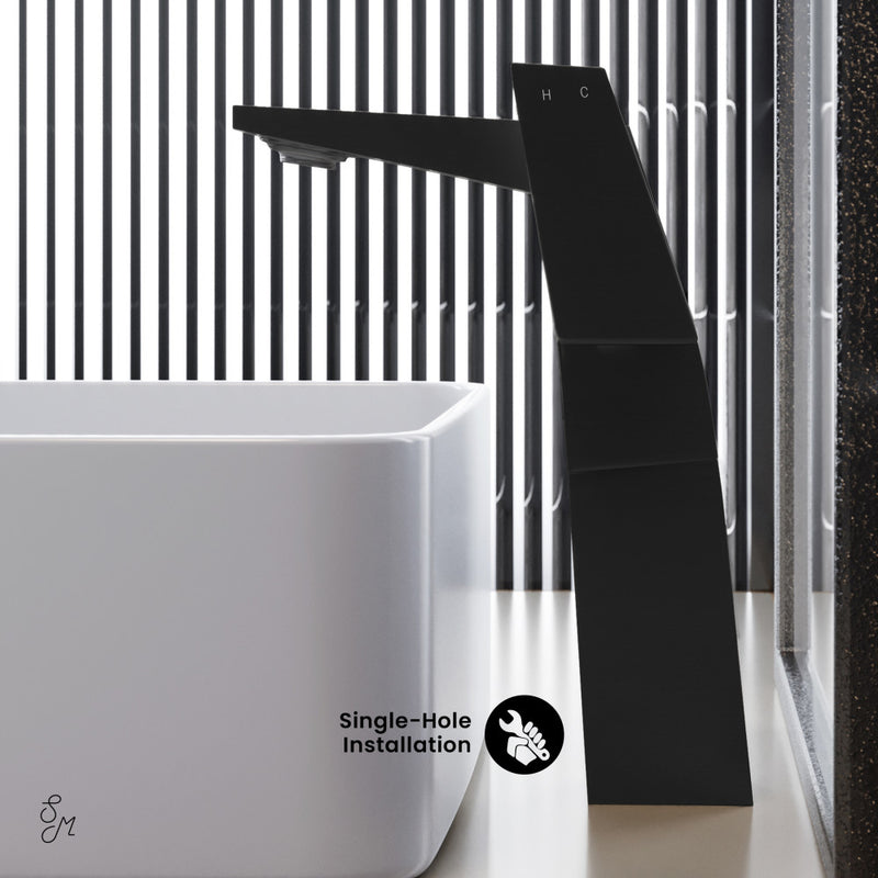 Carre Single Hole, Single-Handle, High Arc Bathroom Faucet in Matte Black