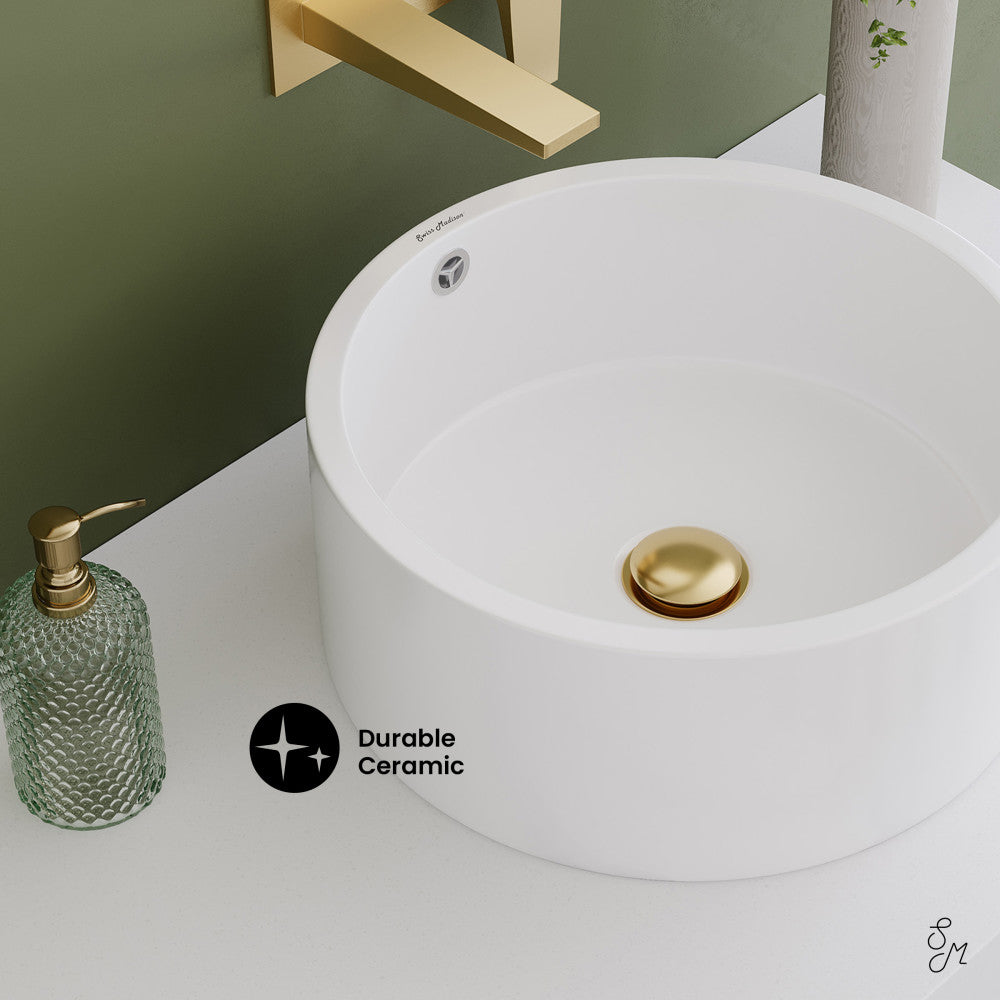 Monaco 36" Floating Bathroom Shelf with Vessel Sink in Glossy White