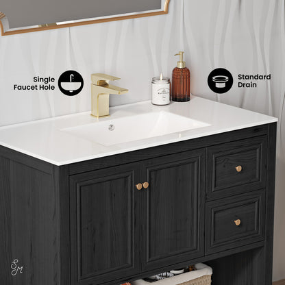 Chateau 36" Freestanding Bathroom Vanity in Black Oak with Sink Top