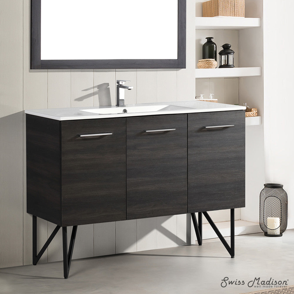 Annecy 48" Freestanding Bathroom Vanity in Black Walnut with Sink Top