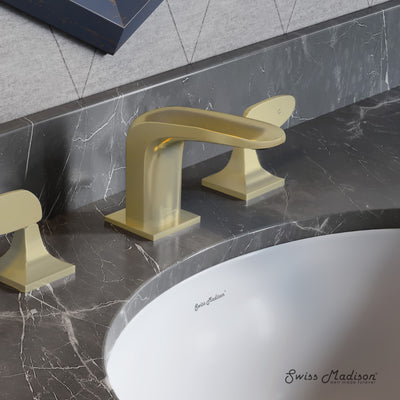 Chateau 8 in. Widespread, 2-Handle, Bathroom Faucet in Brushed Gold