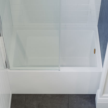 Apron front alcove bathtub 48x32 inch with right-hand drain in white.