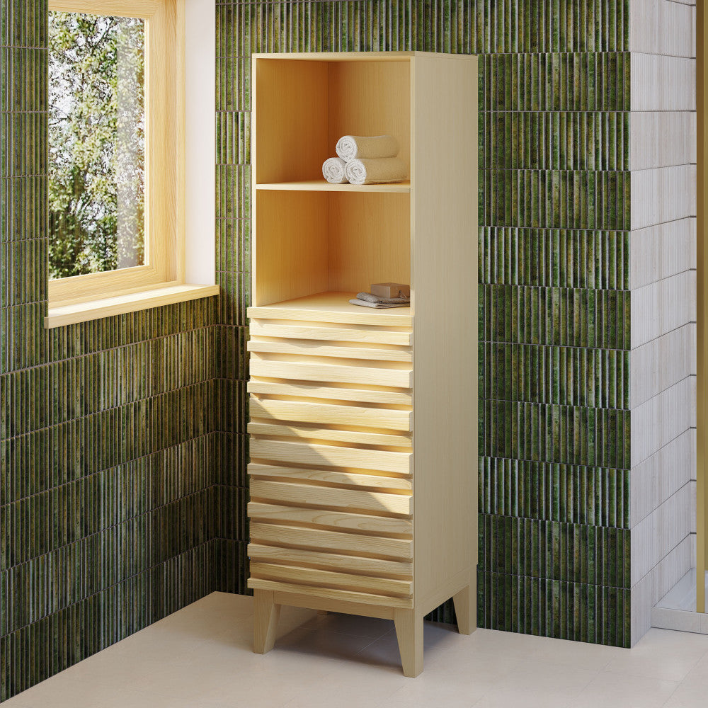 Cascade 17 x 17 x 60 Freestanding Linen Cabinet in Natural Oak