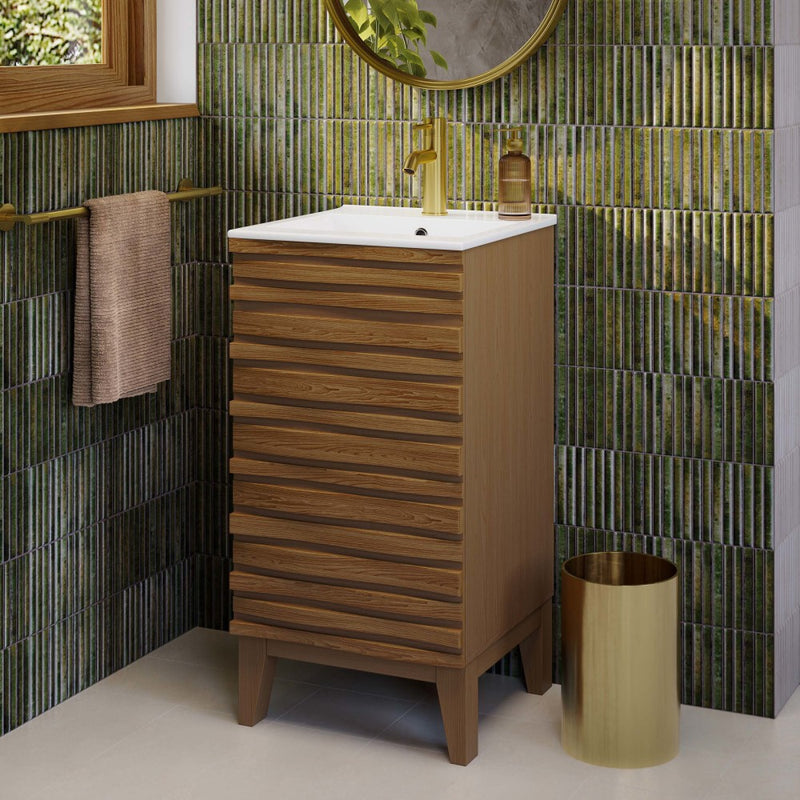 Cascade 18” Bathroom Vanity in Brown Oak